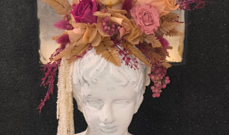 Création de statue avec fleurs stabilisées au Touvet